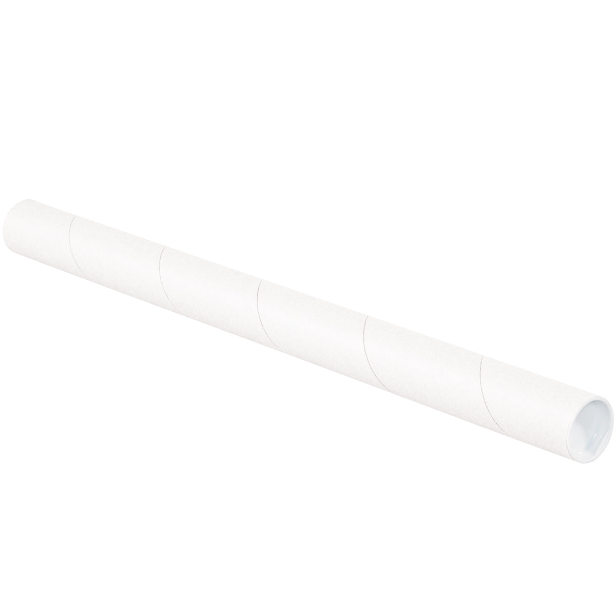 1 1/2 x 18 White Mailing Tubes With End Caps .060 Gauge