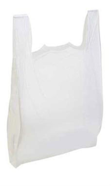 Plastic Poly HD T-Shirt Bags - 11.5 x 6.5 x 21 - White with Barrel Holes