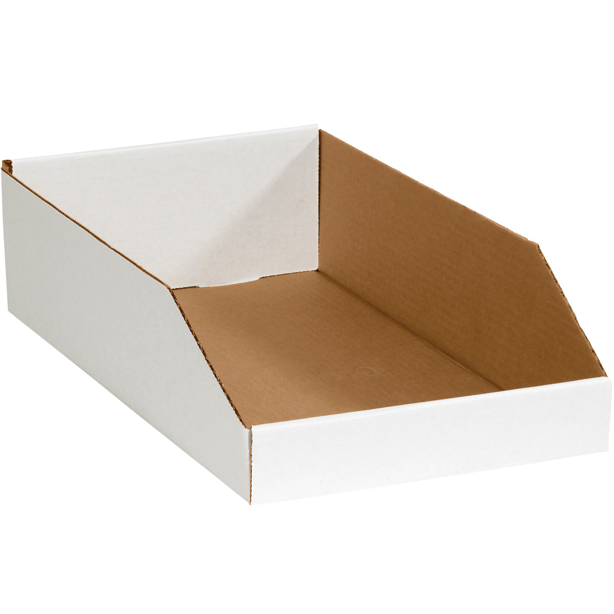 10 x 18 x 4 1/2 Open-Top White Corrugated Bin Box