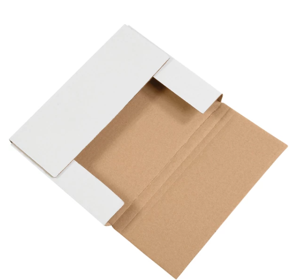 12 1/8 x 9 1/8 x 1/2, 1, 1 1/2, 2 White Easy-Fold Mailers 50/Bundle