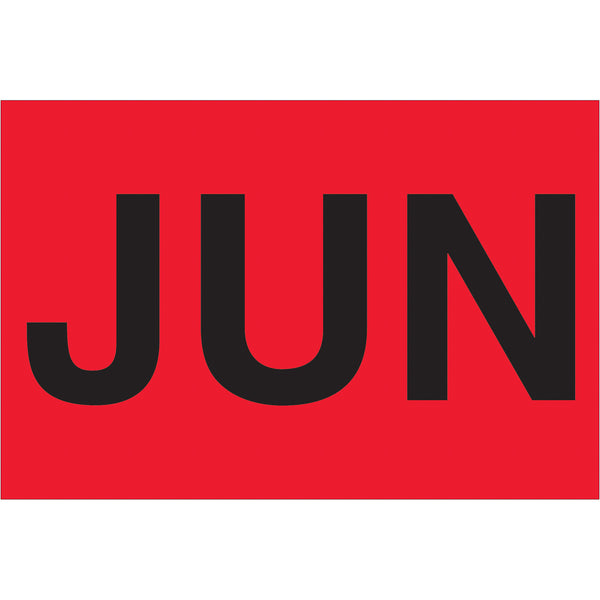 2 x 3" - "JUN" (Fluorescent Red) Months of the Year Labels 500/Roll