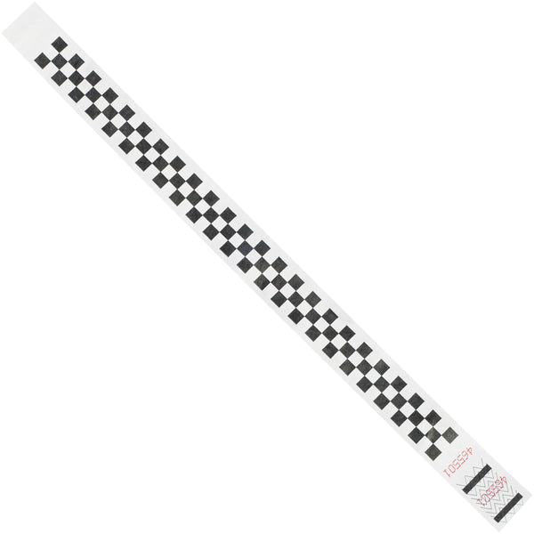 3/4 x 10" Black Checkerboard Tyvek Wristbands 500/Case