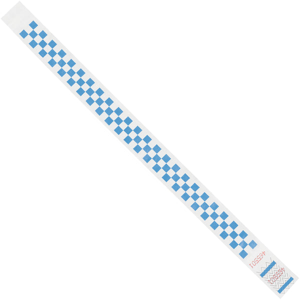 3/4 x 10" Blue Checkerboard Tyvek Wristbands 500/Case