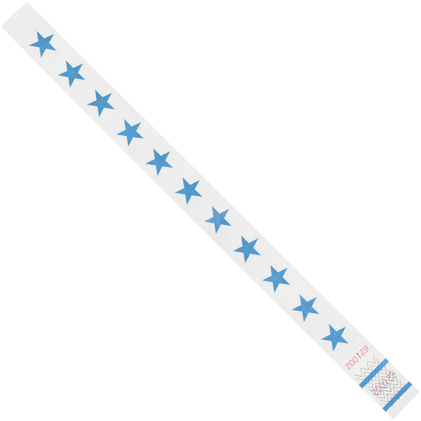 3/4 x 10" Blue Stars Tyvek Wristbands 500/Case