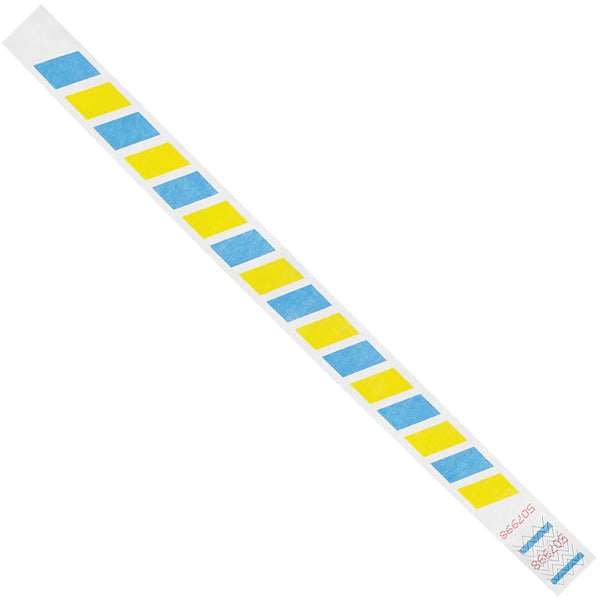 3/4 x 10" Blue/Yellow Stripes Tyvek Wristbands 500/Case