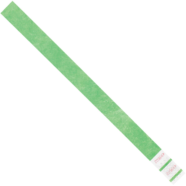 3/4 x 10" Green Tyvek Wristbands 500/Case