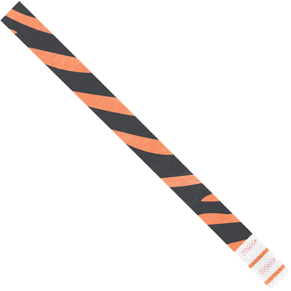 3/4 x 10" Orange Zebra Stripe Tyvek Wristbands 500/Case