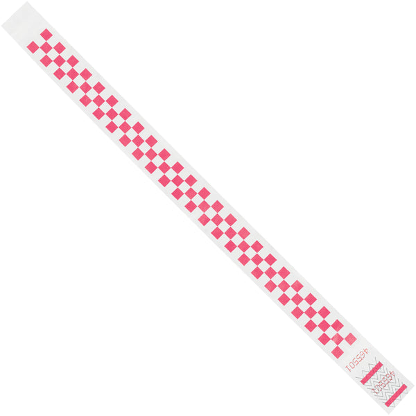 3/4 x 10" Pink Checkerboard Tyvek Wristbands 500/Case