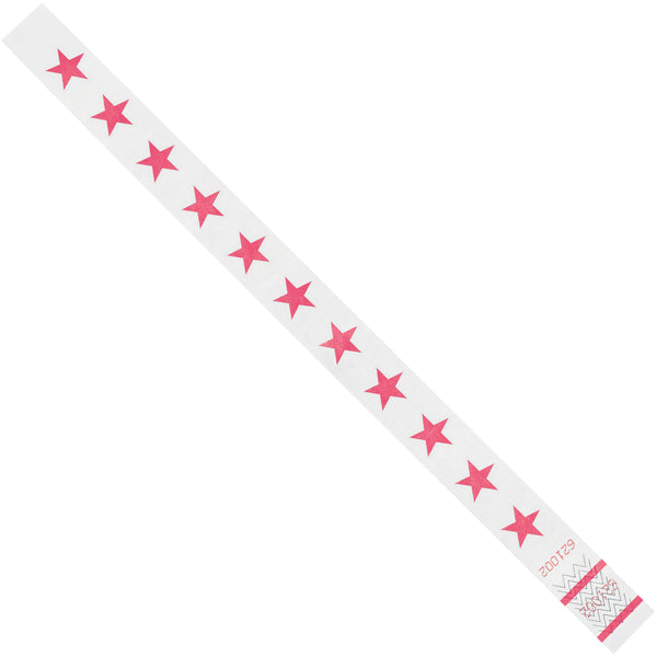 3/4 x 10" Pink Stars Tyvek Wristbands 500/Case