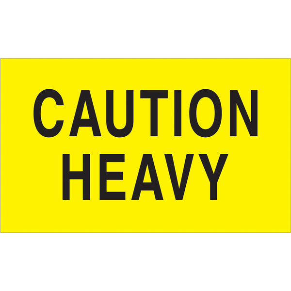 3 x 5" - "Caution - Heavy" (Fluorescent Yellow) Labels 500/Roll