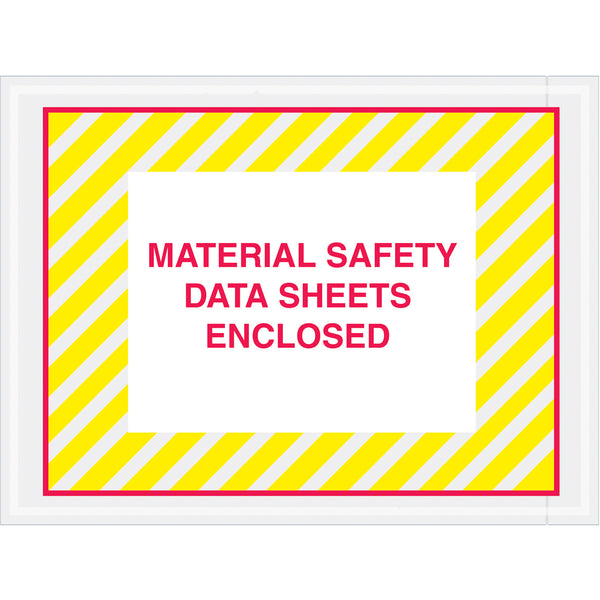 4 1/2 x 6 Yellow (Striped) Material Safety Data Sheets Enclosed Envelopes 1000/Case