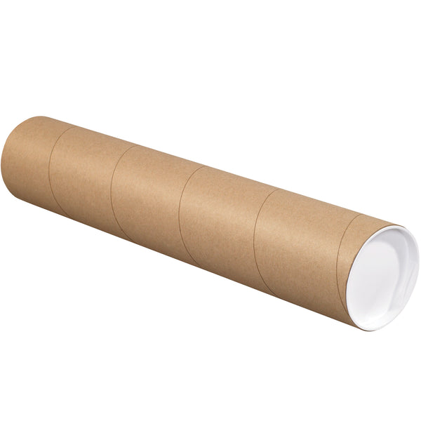 Mailing Tubes with Caps, Heavy Duty, Round, Kraft, 4 x 60, .125