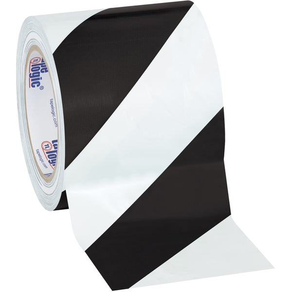 4" x 36 yds. Black/White Striped Vinyl Safety Tape 3/Case