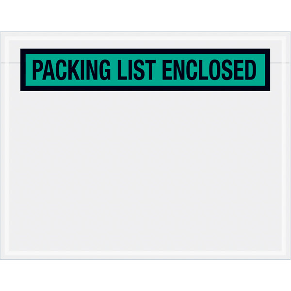 7 x 5-1/2 Packing List Enclosed Envelopes (Panel Face) - GREEN 1000/Case