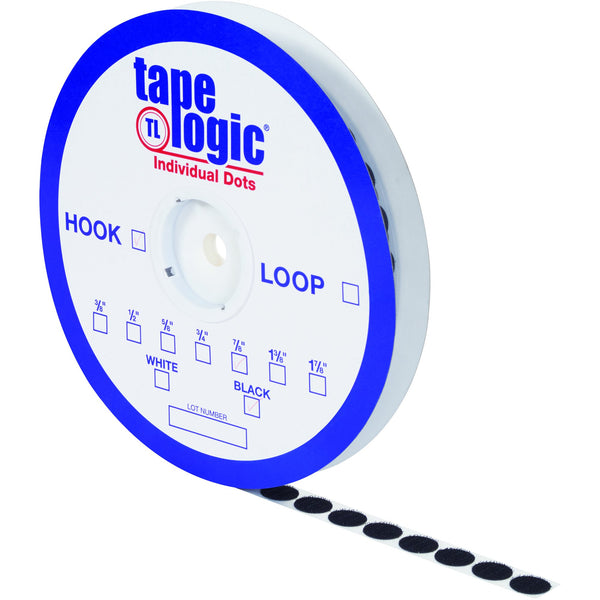 3/8" Black Loop Individual Tape Dots 1800/Case