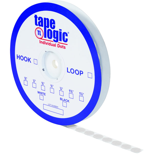 3/8" White Hook Individual Tape Dots 1800/Case