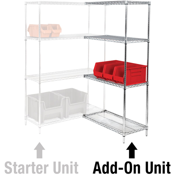 48 x 24 x 54 - 4 Shelf Wire Shelving Add-On Unit